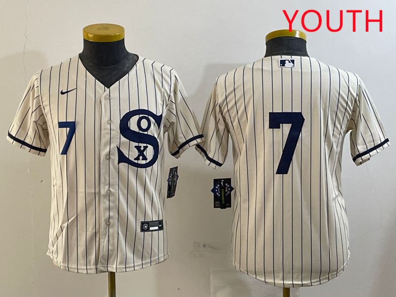 Youth Chicago White Sox 7 No Name Cream Stripe Dream Edition Game 2025 Nike MLB Jersey style 5